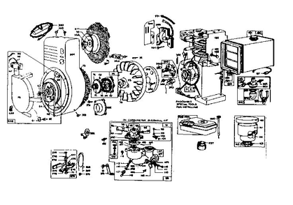 Flywheel Assembly Diagram and Parts List for 144400-144454 0015 - 0050 Briggs and Stratton Engine